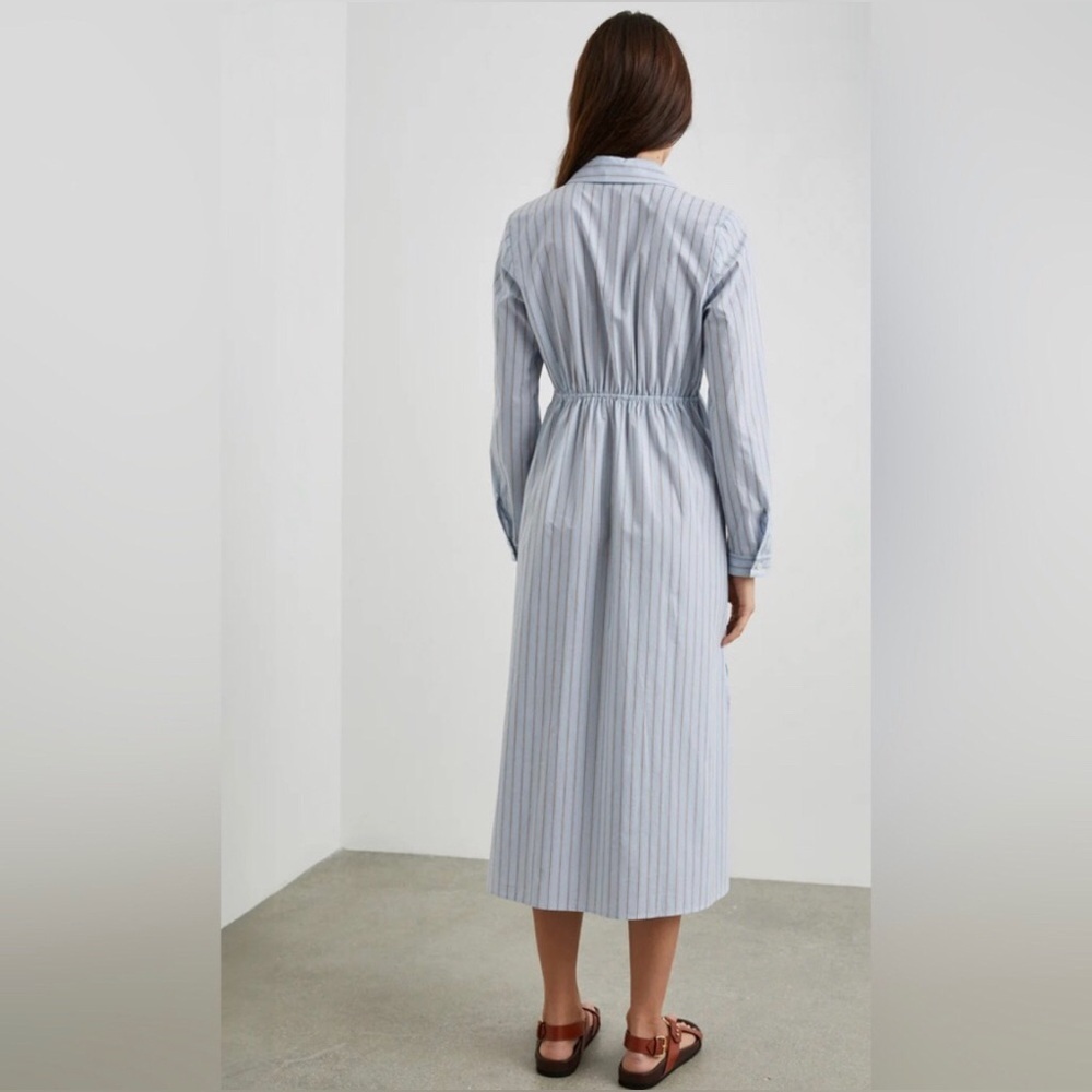 RAILS Women’s L Blue/White Stripe Irie V-Neck Midi Shirt Dress in Hampton Stripe - Picture 2 of 16